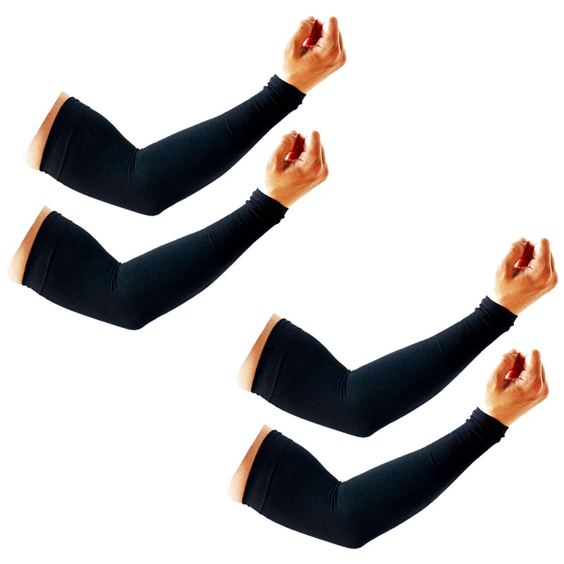 PFFY 2 & 4 Pairs UV Protection Cooling Arm Sleeves for Men and Women UPF 50 Sun Sleeve 2 Pairs Black