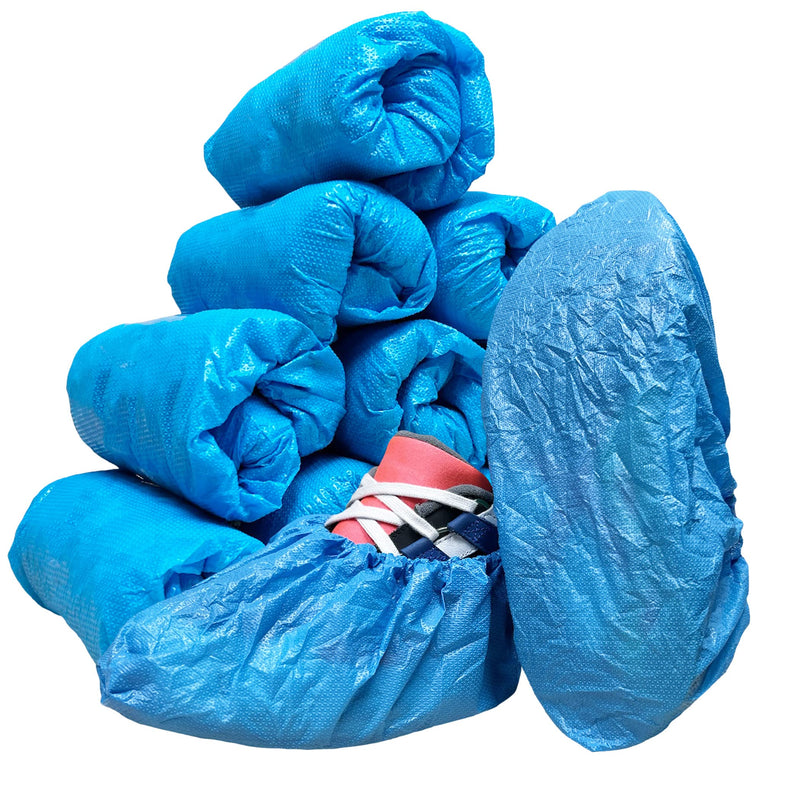 GSD Brand 100 Pack Extra Large Blue Disposable Non-Slip Boot & Shoe Covers. Waterproof Indoor Use Premium Durable Booties with Non Skid Treads. Fits US Men's Size 14 and Women's 16 Shoe Size