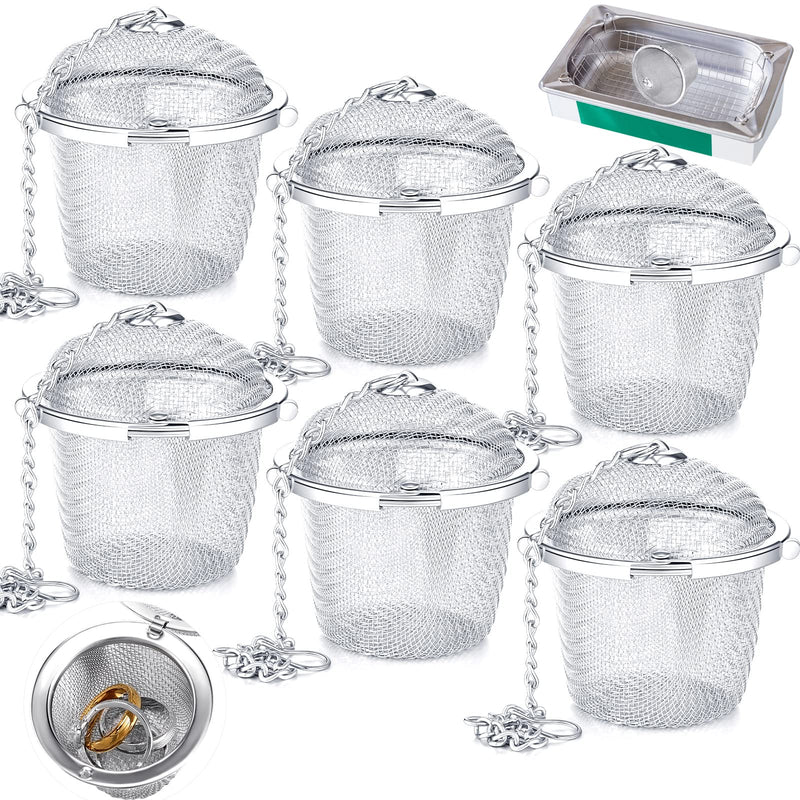 Ultrasonic Cleaner Baskets Ultrasonic Cleaning Solution Ultrasonic Parts Cleaner Jewelry Steam Cleaner Basket Cleaning Small Holder with Lock and Hook Stainless Steel (6 Pieces,1.9 Inch) 6 1.9 Inch