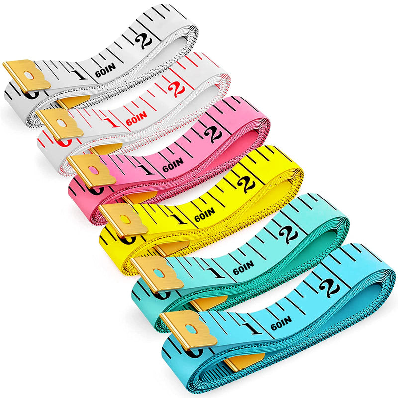 6 Packs Soft Body Tape Measure Measuring Tape for Body Double Scale Small Fabric Sewing Tailor Cloth Waist Pink Measuring Tape Measure for Body Measurements Weight Loss, 150cm/60inch 6