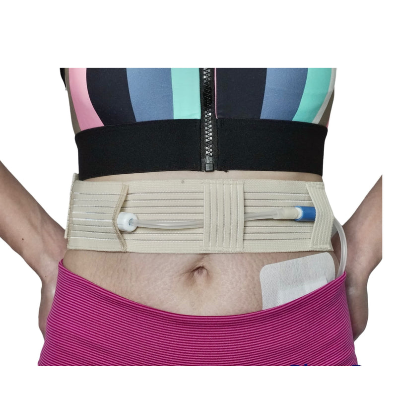 Peritoneal Dialysis Breathable PD Catheter Belt | Secure Peg Tube Feeding Holder | Supplies for PD Dialysis Men and Women Small Beige