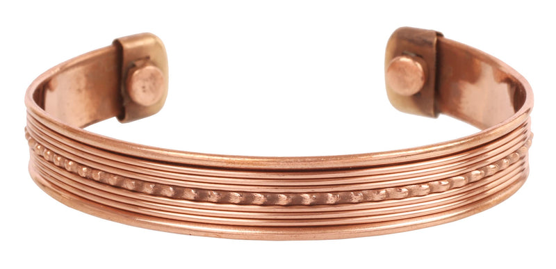 Touchstone Indian Handcrafted Healing Copper Bracelet Peace Chakra Yoga Meditation Mantra Jewelry Cuff For Women And Men. Two tone 9