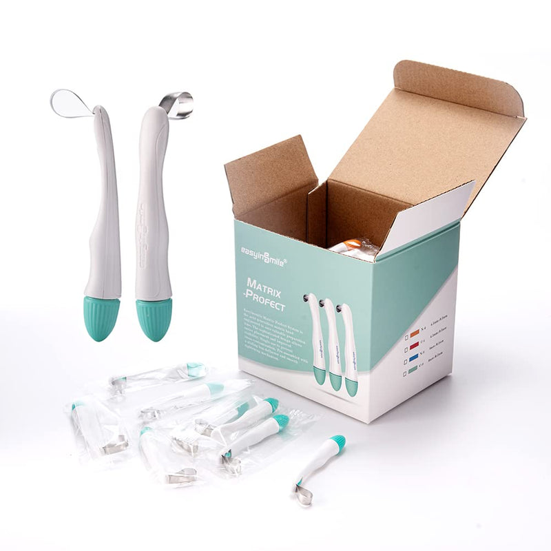 SNAWOP Dental Matrix Bands 50PCS Metal Matrices Standard/Curved Matrix-Profecto with Adjustable Retainer for Crownwork (6MM Curved) 6MM Curved