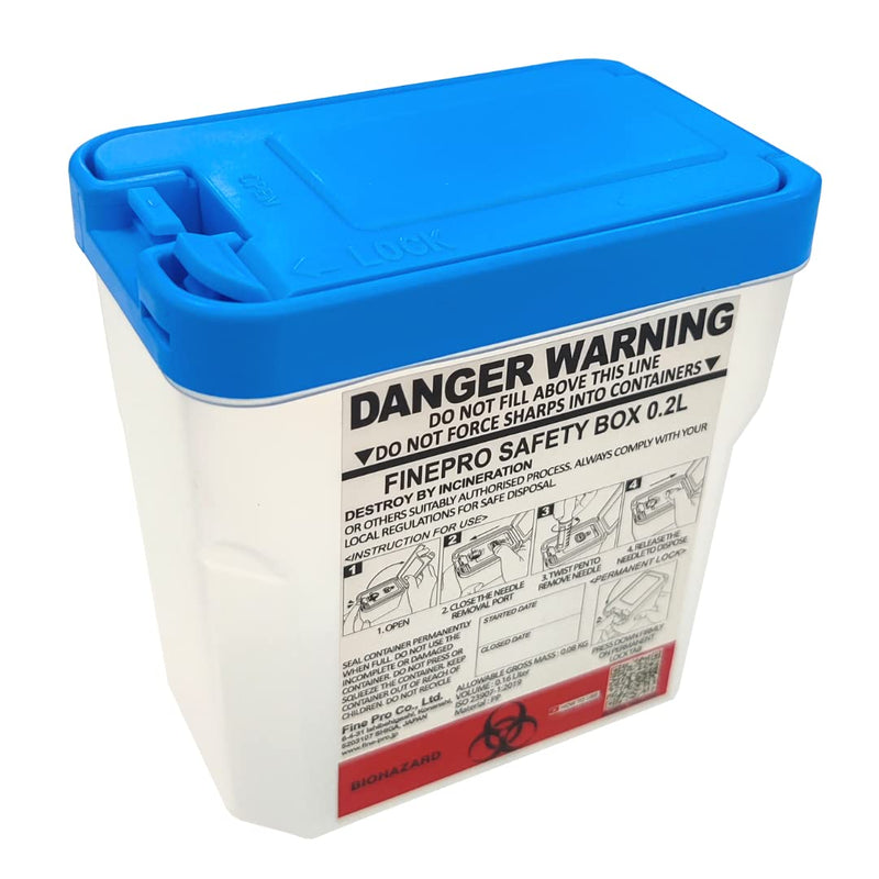 FINEPRO 0.2L Size Portable Pen-Needle Disposal Container Diabetes Care (0.2L, Blue+Clear, 1)