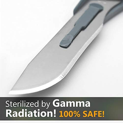 MyMed Disposable Scalpel Blades| #15 Sharp Carbon-Steel Blades | Pack of 100 | Sterile Individual Pouches| for Dermaplaining, Podiatry, Crafts & More