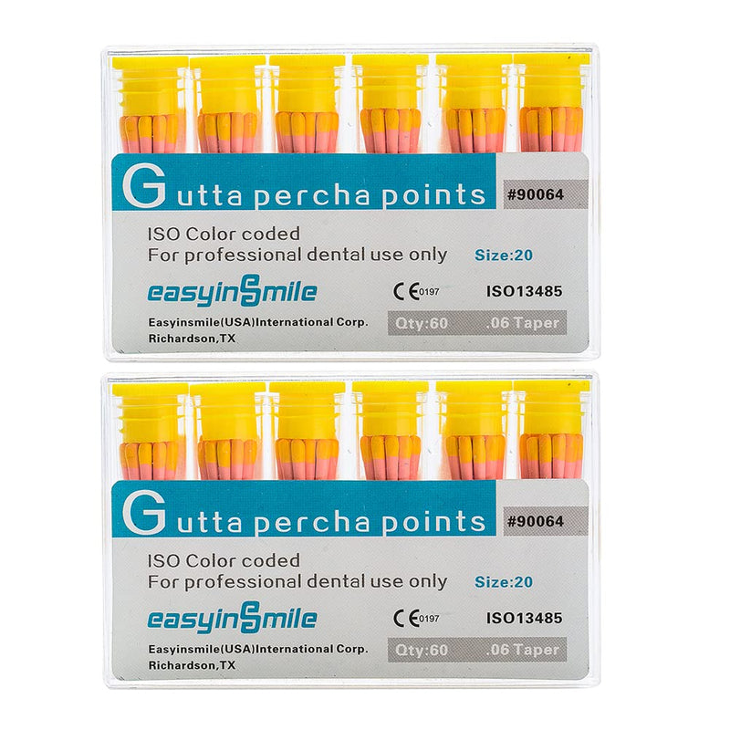 SNAWOP Gutta Percha Paper Points 2 Packs .02/.04/.06 Taper for Dental Endodontic Root Canal Treatment (#20.06 Taper) #20 .06 Taper