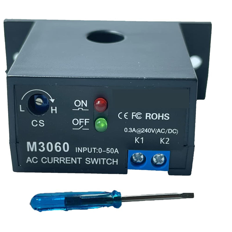 Current Sensing Relay AC Current Sensing Switch 0-50A Normally Open Amp Sensor Monitoring Relay (M3060) M3060