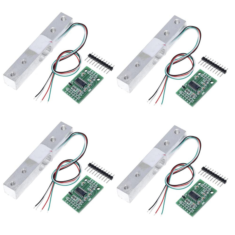 4 Sets Digital Load Cell Weight Sensor + HX711 ADC Module Weighing Sensor for Arduino DIY Portable Electronic Kitchen Scale Kit (10kg) 10kg