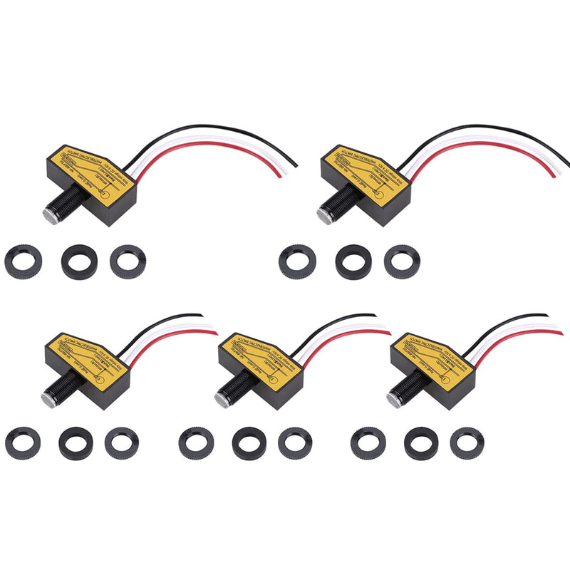 5 Pack Direct Current Photoelectric Switch,12V/24V/36V/48V Photocell Switch,DC 8V to 50V Light Control Switch,with Automatic Illumination Detection Circuit,Dusk to Dawn Photocell Light Switch 5 Pack