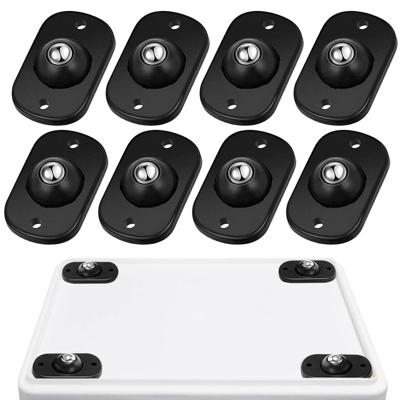 Self Adhesive Mini Caster Wheels, Sticky Pulley for Trash Can, Storage Box, Small Furniture (8, Black-Swivel) 8