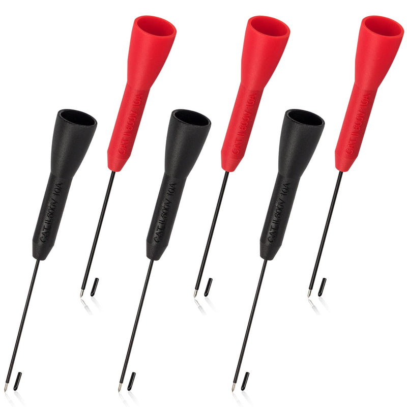 ANCIRS 6 Pack 2mm Needle Test Probes, 600V/10A Non-Destructive Multimeter Test for Fluke Leads tl71 tl75- 3 Black & 3 Red