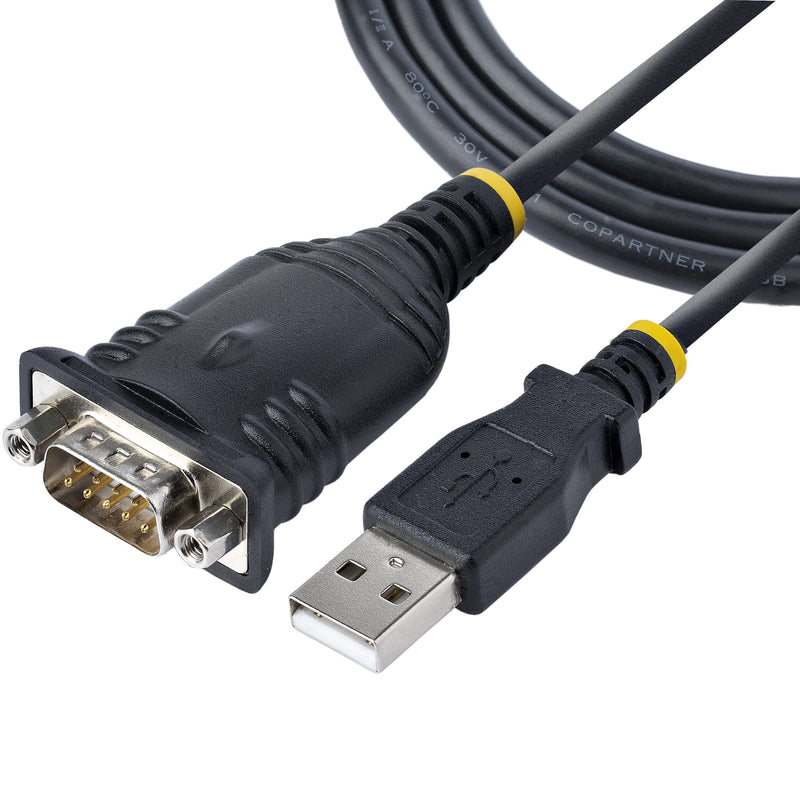 StarTech.com 3ft (1m) USB to Serial Cable, DB9 Male RS232 to USB Converter, Prolific IC, USB to Serial Adapter for PLC/Printer/Scanner/Switch, USB to COM Port Adapter, Windows/Mac (1P3FP-USB-SERIAL)