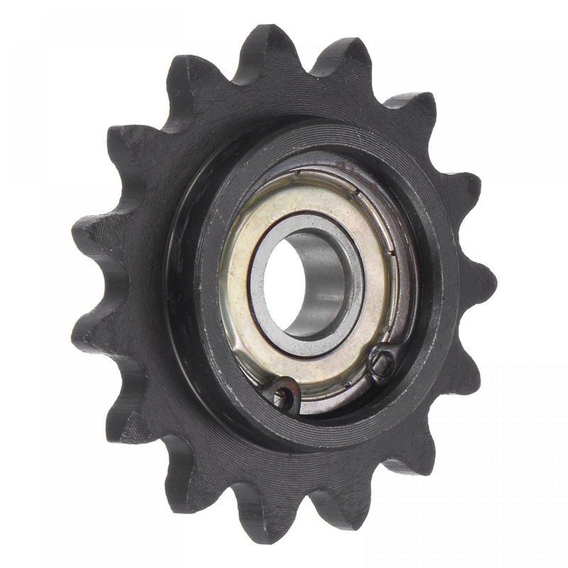 uxcell #35 Chain Idler Sprocket, 10mm Bore 3/8" Pitch 15 Tooth Tensioner, Black Oxide Finished C45 Carbon Steel with Insert Single Bearing for ISO 06C Chains 50mm