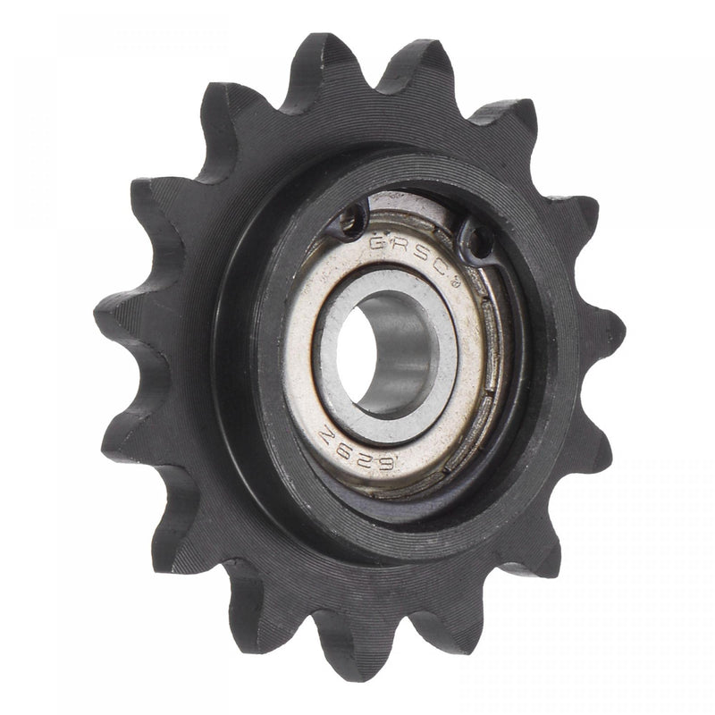 uxcell #35 Chain Idler Sprocket, 9mm Bore 3/8" Pitch 15 Tooth Tensioner, Black Oxide Finished C45 Carbon Steel with Insert Single Bearing for ISO 06C Chains