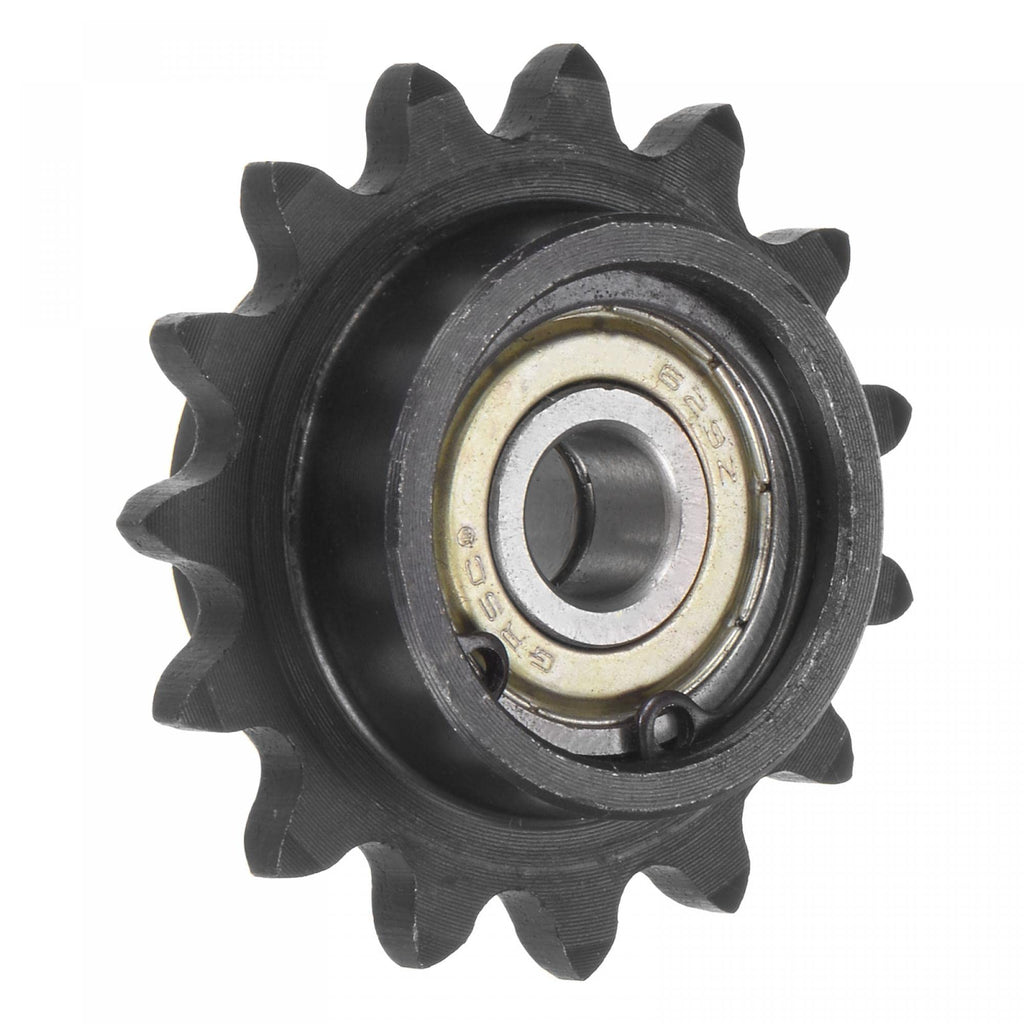 uxcell #35 Chain Idler Sprocket, 9mm Bore 3/8" Pitch 15 Tooth Tensioner, Black Oxide Finished C45 Carbon Steel with Insert Double Bearing for ISO 06C Chains