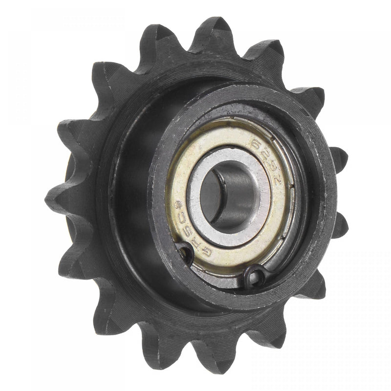 uxcell #35 Chain Idler Sprocket, 9mm Bore 3/8" Pitch 15 Tooth Tensioner, Black Oxide Finished C45 Carbon Steel with Insert Double Bearing for ISO 06C Chains