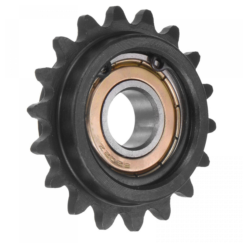 uxcell #35 Chain Idler Sprocket, 15mm Bore 3/8" Pitch 18 Tooth Tensioner, Black Oxide Finished C45 Carbon Steel with Insert Single Bearing for ISO 06C Chains