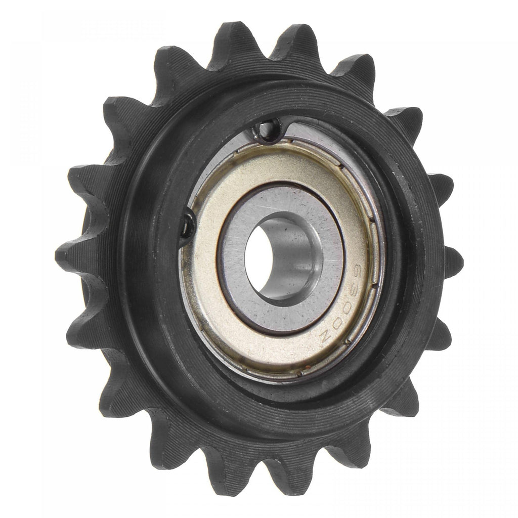 uxcell #35 Chain Idler Sprocket, 10mm Bore 3/8" Pitch 18 Tooth Tensioner, Black Oxide Finished C45 Carbon Steel with Insert Single Bearing for ISO 06C Chains 58mm