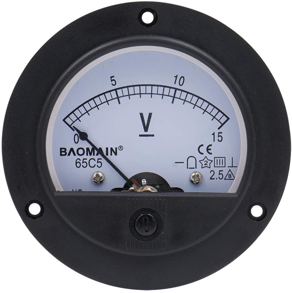 Baomain Ammeter 65C5 Ampere Panel Meter Analog Ammeter Built-In Shunt DC 0-15 A Class 2.5 CE