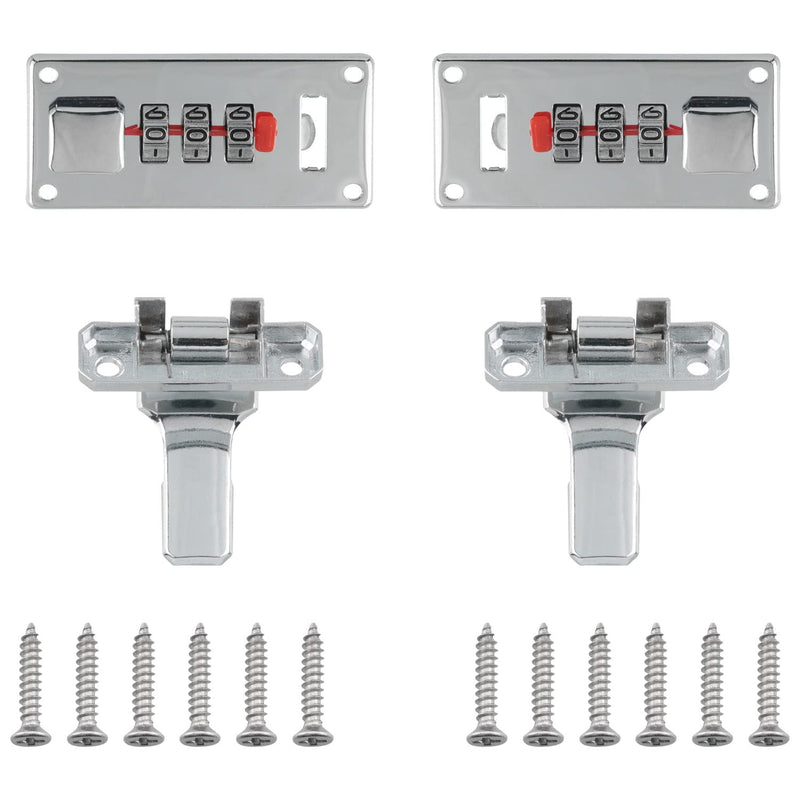 JianLing 2Sets Combination Padlocks, Tool Box Hasp, Luggage Suitcase Hasps, Combination Lock, Tool Box Hasp, Luggage Suitcase Hasps with Combination Lock (with 12 mounting Screws M3x16)