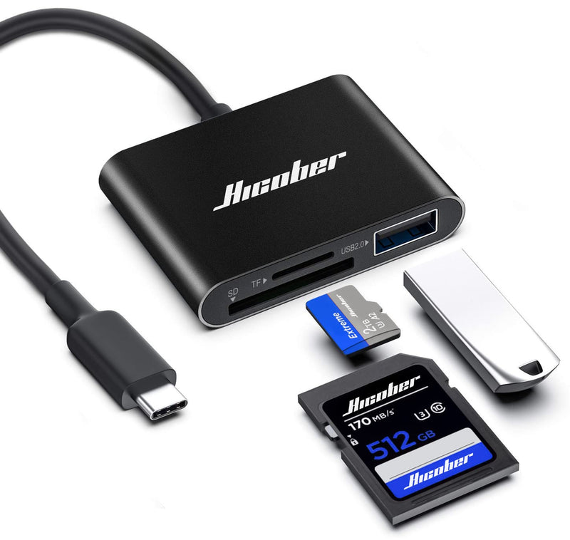 Hicober USB C to SD Card Reader, Micro SD Memory Card Reader, Type C to SD Card Reader Adapter 2TB Capacity for MacBook Camera Android Windows Linux and Other Type C Device-Black Black