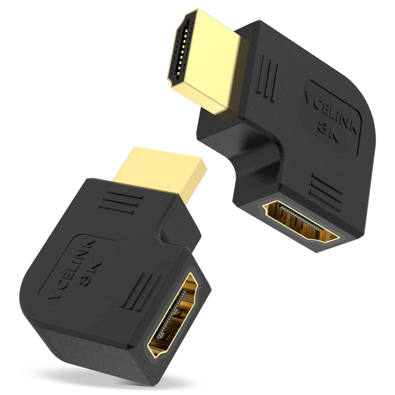 VCELINK 8K HDMI Flat 90 Degree and 270 Degree Adapter, HDMI Right Angle Adapter Male to Female HDMI 2.1 Cable Adapter with 8K@60Hz, 4K@120Hz, HDR, eARC for HDTV Switch Laptop PS4 PS5 Xbox, 2-Pack
