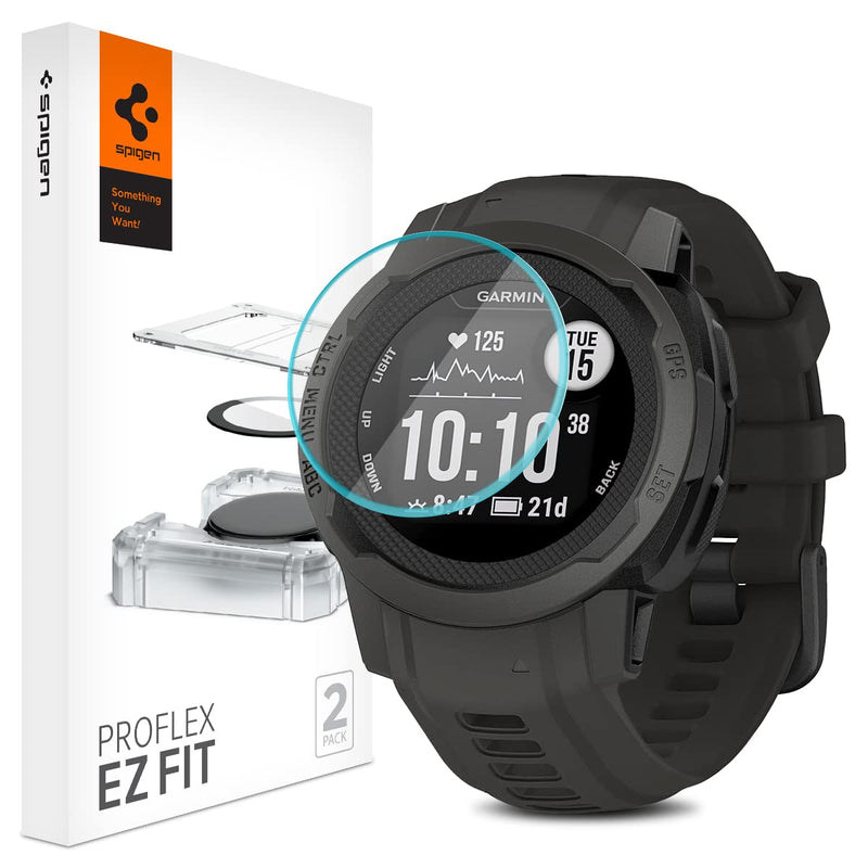 Spigen Tempered Glass Screen Protector [GlasTR EZ FIT] designed for Garmin Instinct 2S (40mm) - 2 Pack