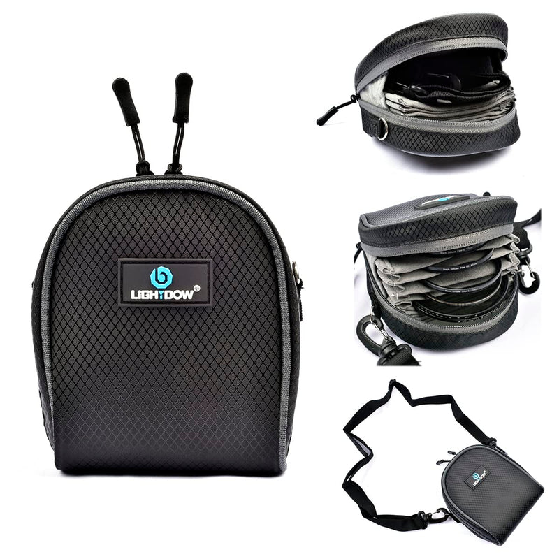 Camera Filter Bag, Lightdow Detachable 8-Slot Lens Filter Carry Case Photography Filter Holder Belt Loop Pouch Water-Resistant and Dustproof Design for 37mm-95mm Filters