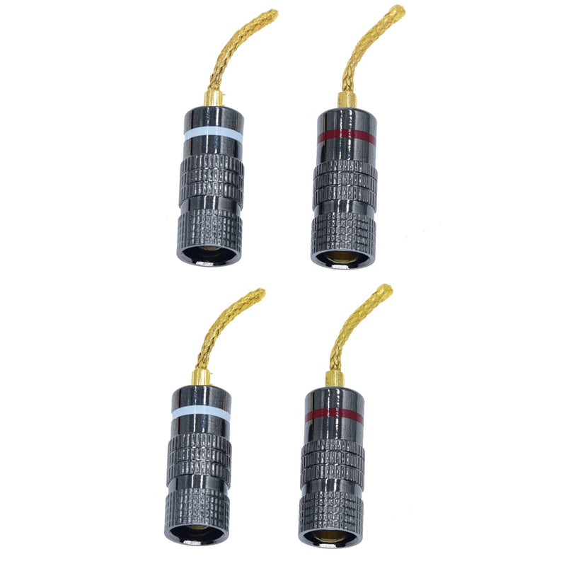 Screw-Type Connectors Deadbolt Flex Pin Banana Adapter Plug to 4mm Female Bananas Jack Center Surround Wire for Spring Loaded Speaker Terminals Inputs 4 Pack