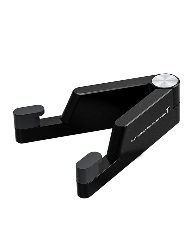 MONEER Cell Phone Stand, Universal Mini Size Portable Aluminum Alloy Foldable Phone Holder for Desk, Compatible with All Mobile Phone, iPhone, iPad Mini, Tablet 4-10.5" Desk Accessories (Black) Black