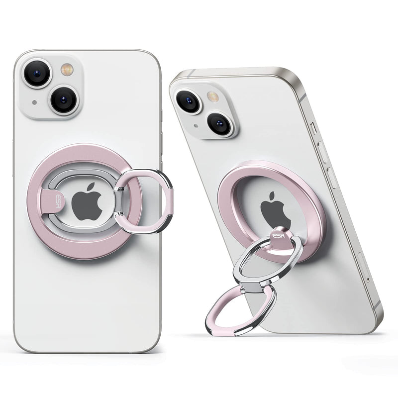 ESR HaloLock Magnetic Phone Ring Holder, Compatible with MagSafe Phone Ring Stand, Phone Grip Compatible with iPhone 14/13/12 Series, Adjustable Kickstand, Pastel Pink