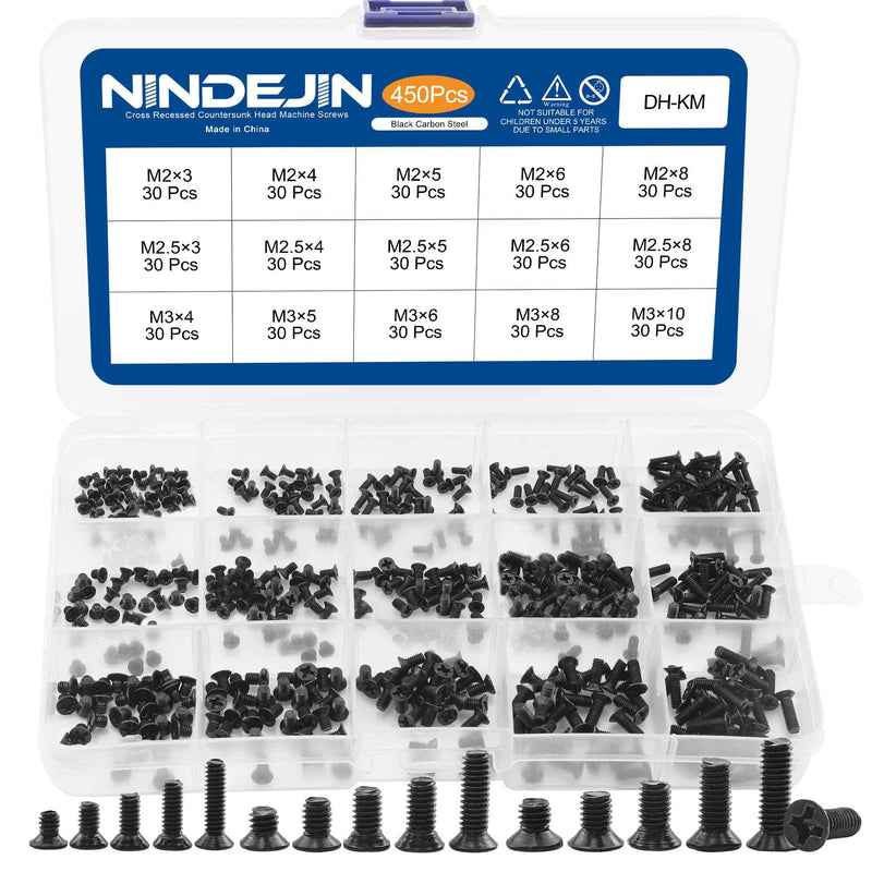 NINDEJIN Laptop Computer Screw Kit, M2 M2.5 M3 Countersunk Flat Head Phillips Mini Screws Set, Replacement Screw Electronic Repair Accessories Flat Head 2
