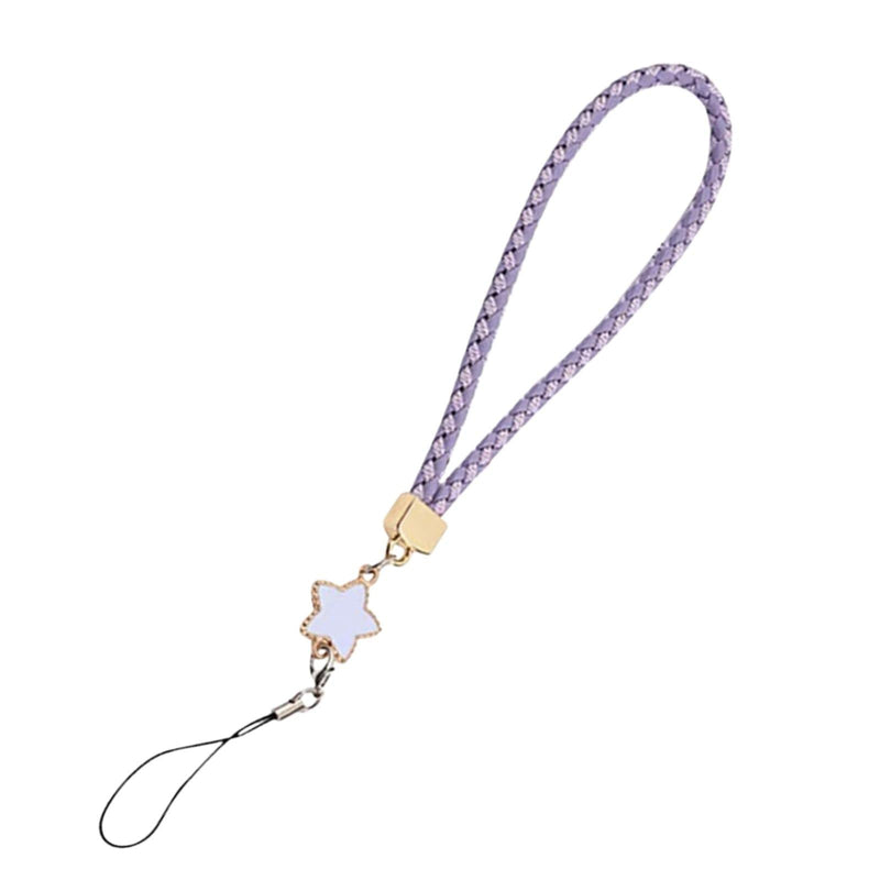 1-4pcs Stars Cell Phone Lanyard Strap Charms for Women Girls- Cute Leather Handmade Sring Rope for Purse Keychain Car Key PURPLR