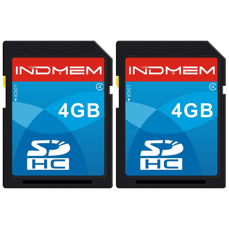 INDMEM SD Card 4GB SDHC Class 4 Flash Memory Card 4 GB Digital Camera Cards 2 Packs 2 Pack