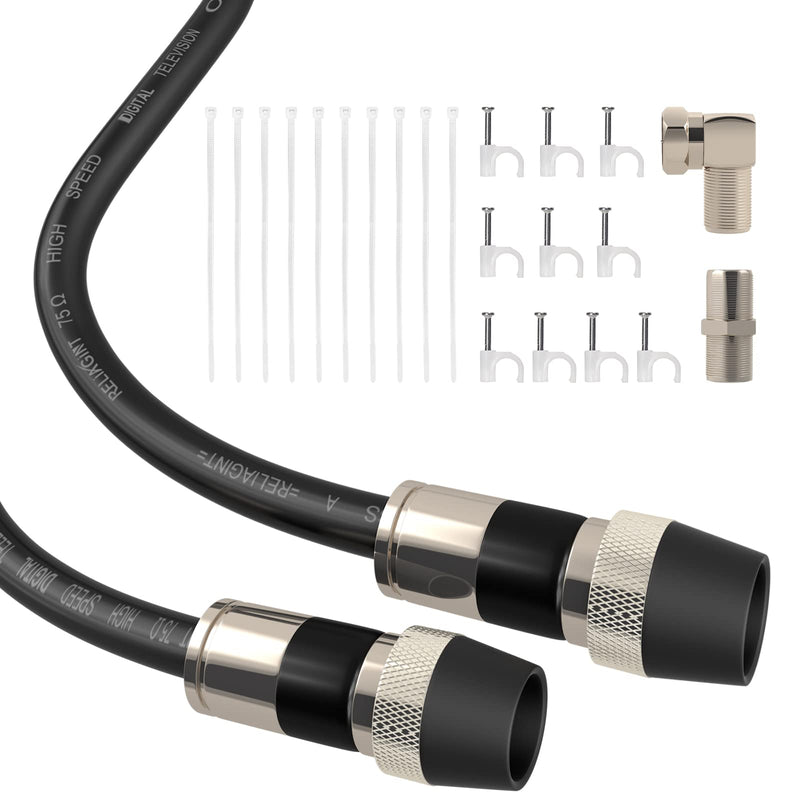 Coaxial Cable 25FT, RG6 Coax Cable Cord for TV with Weatherproof Rubber Boot - Ideal Outdoor TV Cable Wire and Antenna Wire Extension Cable, Tri-Shield UV - Fire Resistant Wall Rated - by RELIAGINT 25 FT