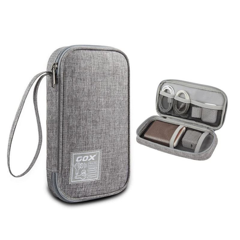 GOX Electronic Organizer Small Travel Cable Organizer Bag for Hard Drives,Cables,USB, SD Card,Grey Grey
