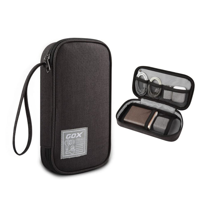 GOX Electronic Organizer Small Travel Cable Organizer Bag for Hard Drives,Cables,USB, SD Card,Black Black