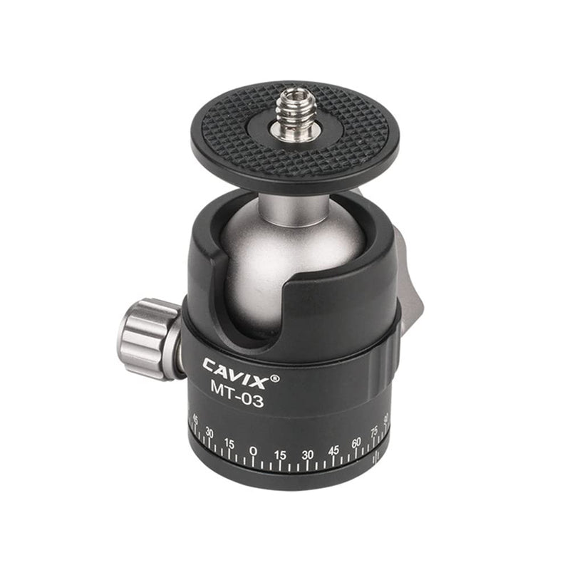 Mini Ball Head, CAVIX MT-03 Camera Panoramic Tripod Head Metal Ball Head with Arca Swiss Quick Release Plate Bubble Level Load Capacity 11 lbs/5 kg… Ball Dia. 25mm