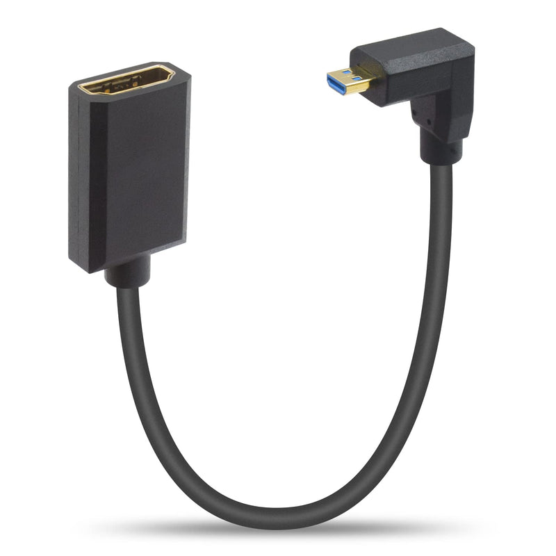 Duttek 90 Degree HDMI to Micro HDMI Cable 8K, Short Extreme Thin Down Angled Micro HDMI Male to HDMI Female Extension Cable Supports 48Gbps 8K Ultra HD Video ect.1FT/30cm Down angled male to female