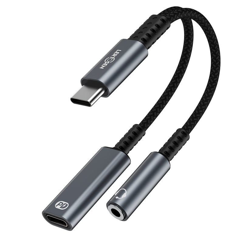 USB C to 3.5mm Headphone and Charger Adapter,LERTOSEN 2 in 1 USB C PD 3.0 Charging Port to Aux Audio Jack and 60W Fast Charging Dongle Cable Cord for Galaxy S22/S21/S20/Note 20,Pixel 6/5/4/XL,iPad Pro Splitter 2-in-1 Headphone Adapter