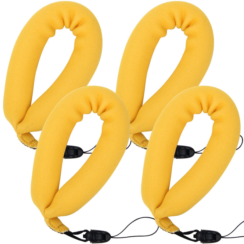 4 Pack Waterproof Camera Floats, AngleKai Yellow Floating Camera Strap, Portable Waterproof Camera Float Strap for Underwater Camera Floating Wrist Strap