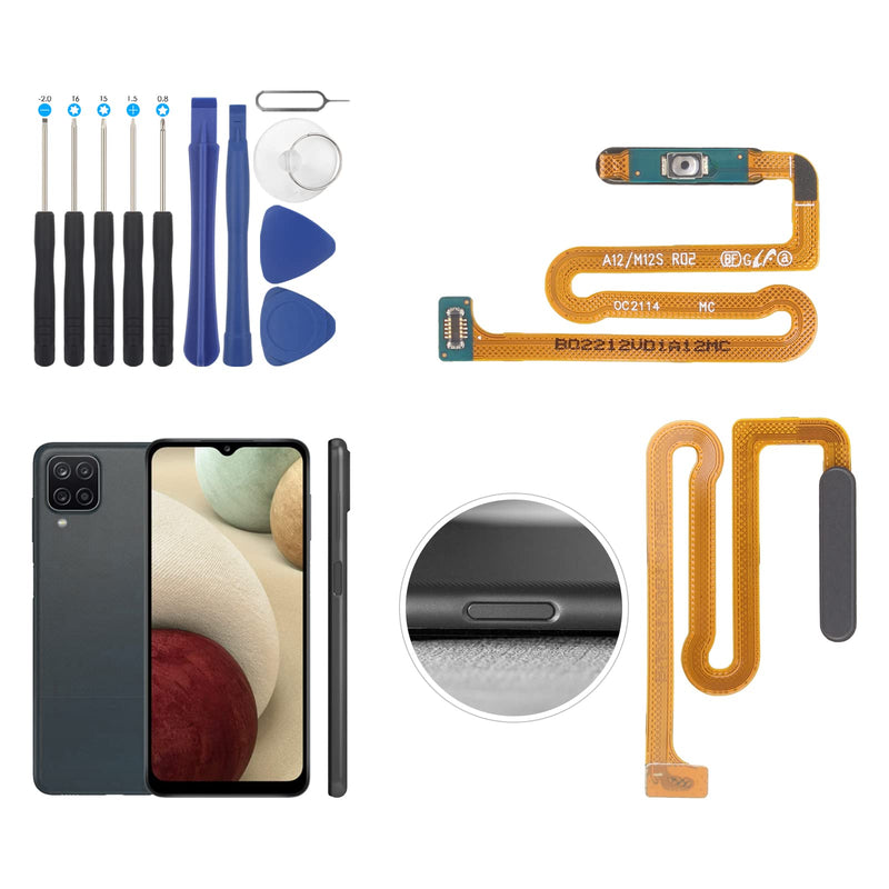 Fingerprint Sensor Flex Cable for Samsung Galaxy A12 SM-A125U SM-A125F Power On Off Button Flex Cable Replacement with Tools