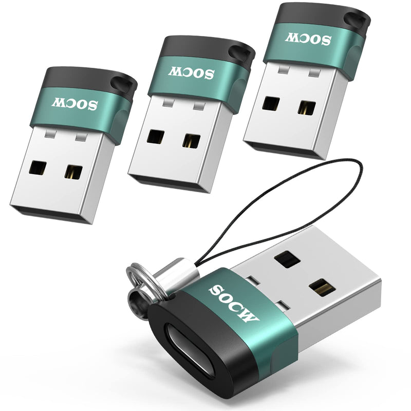 USB C Female to USB A Male Adapter,Compatible with Apple MagSafe Watch to USB Wall Plug,Type-C to A Charger Cable Connector for iPhone 13 12 Mini Pro Max,MacBook,iPad,Galaxy Note (Atrovirens ) 4 Pack atrovirens
