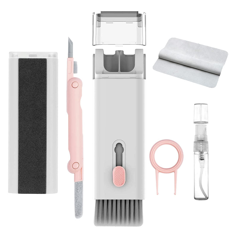 7 in 1 Electronic Cleaner kit - Keyboard Cleaner, Keyboard Cleaning Kit, Laptop Cleaner with Brush, Electronic Cleaner for Airpods pro/Laptop/Phone/Computer/Screen (Give Away a Flannel Cloth) Pink A-eight in one-pink