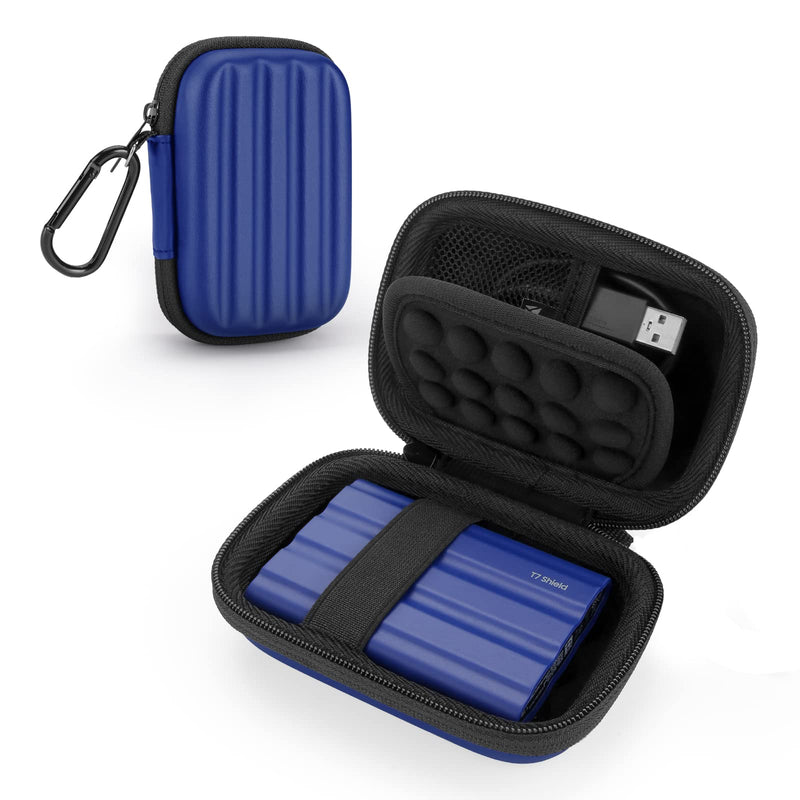 YINKE Carrying Case Compatible with Samsung T7 Shield/T7/T7 Touch Portable SSD USB 3.2 1TB, 2TB, 500GB, Hard EVA Portable Travel Storage Protective Cover (Blue) Blue