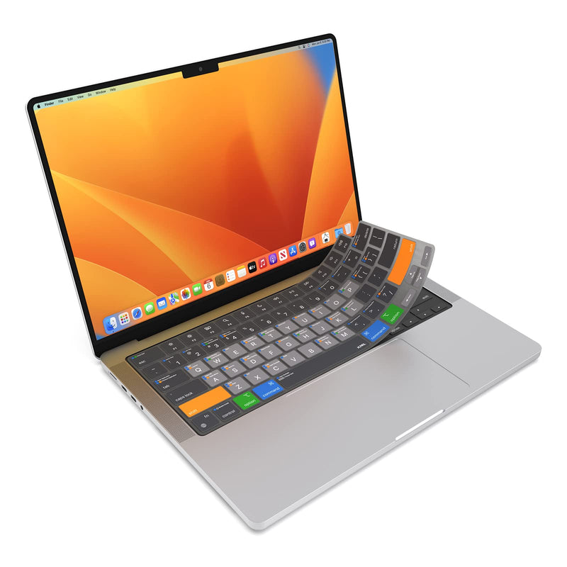 JCPAL MacOS Shortcut Guide Keyboard Cover Protector Skin Compatible with 14'' MacBook Pro 2021, 16'' MacBook Pro 2021, 13'' MacBook Air 2022 (US-Layout)