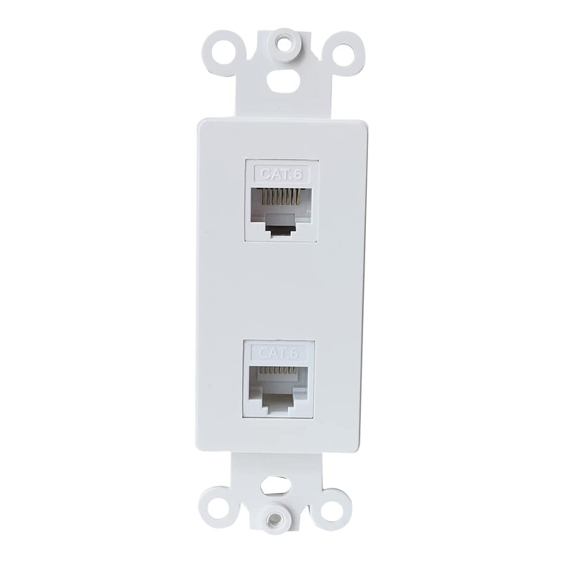 BUPLDET 2 Port Ethernet CAT6 Decora Insert Wall Plate White - CAT6 RJ45 Keystone Jack Decora Insert Cover Plate for Midsize/Oversize Wallplate 2CAT6Insert