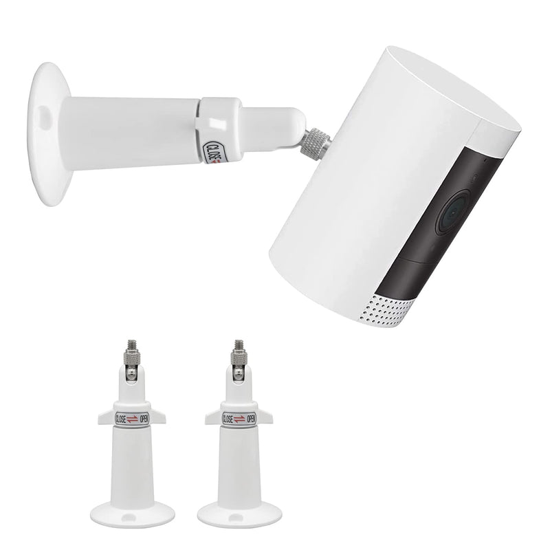 (Metal 2 Pack) 360 Degrees Adjustable Security Wall Mount for Ring Stick Up Cam/Ring Indoor Cam/Wyze Cam/Eufy Cam/Arlo Cameras, Fits All Cameras with Standard 1/4 Threaded Holes-White