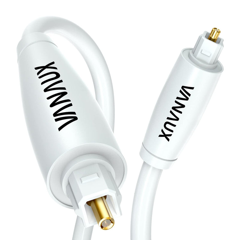 White Optical Audio Cable, VANAUX Digital S/PDIF Toslink Optical Cable Fiber Optic Cable for Home Theater, Sound Bar,TVs/Amplifiers/Hi-Fi Systems (16.5ft/5m-White) 16.5ft/5m-White