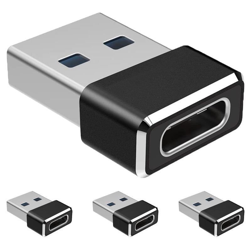 [4-Pack] USB C Female to USB Male Adapter, USB2.0 A to USB C Adapter, Wansurs One-Sided SuperSpeed Data Sync & Fast Charging - Compatible with Laptop, PC, Charger, Power Bank, Quest Link (Black)
